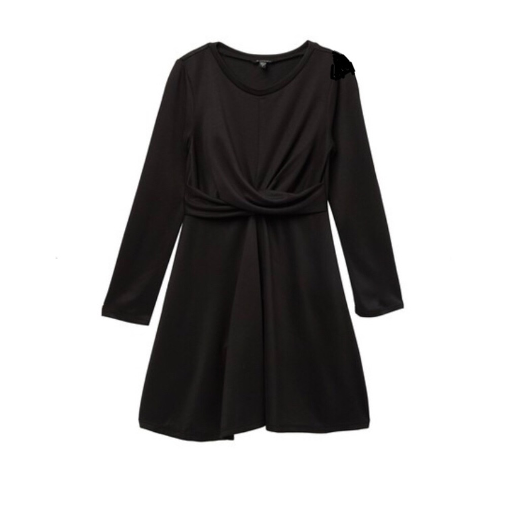 NWT Zunie Girls Black Long Sleeve Twist Dress 16